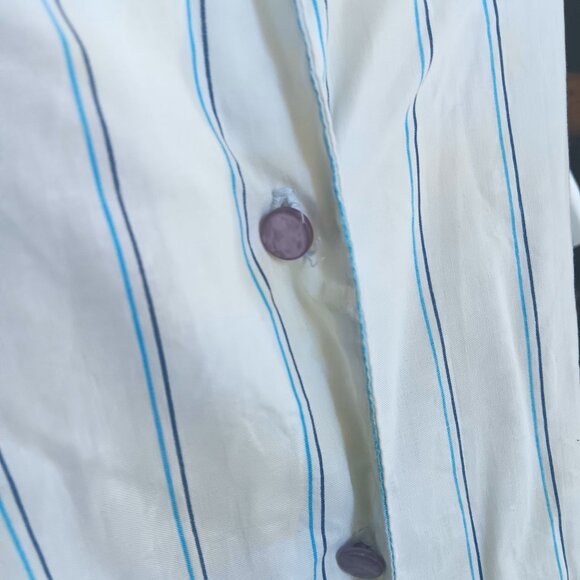 Vintage Womens Large Shift Dress NPC Fashions White & Blue Striped Shirt 1960's - Picture 4 of 7